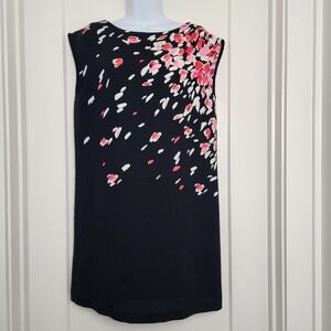 Ann Taylor Loft Shift‎ Dress Sleeveless Floral Petite M Office Art Preppy